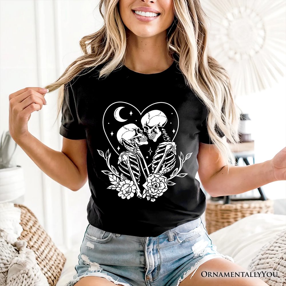 The Lovers Skeletons T-Shirt, Spooky Gothic Romantic Valentine Tee T-Shirts OrnamentallyYou 