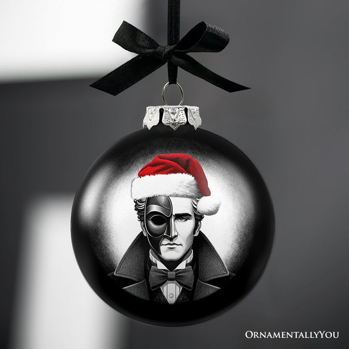 (Pre-Order) The Phantom of the Opera Christmas Spooky Portrait Glass Ornament, Black Horror Halloween Tree Decoration Round Glass Ball Ornament OrnamentallyYou 