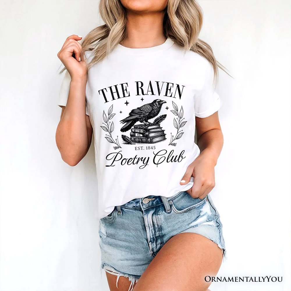 The Raven Poetry Club Edgar Allan Poe T-Shirt, Dark Academia Bookish Tee T-Shirts OrnamentallyYou 
