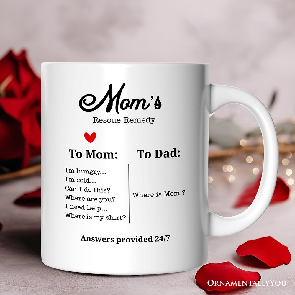 To Mom VS To Dad Funny Personalized Mug with Name, Moms Rescue Remedy Gift Personalized Ceramic Mug OrnamentallyYou 12oz Mug Non-Custom 