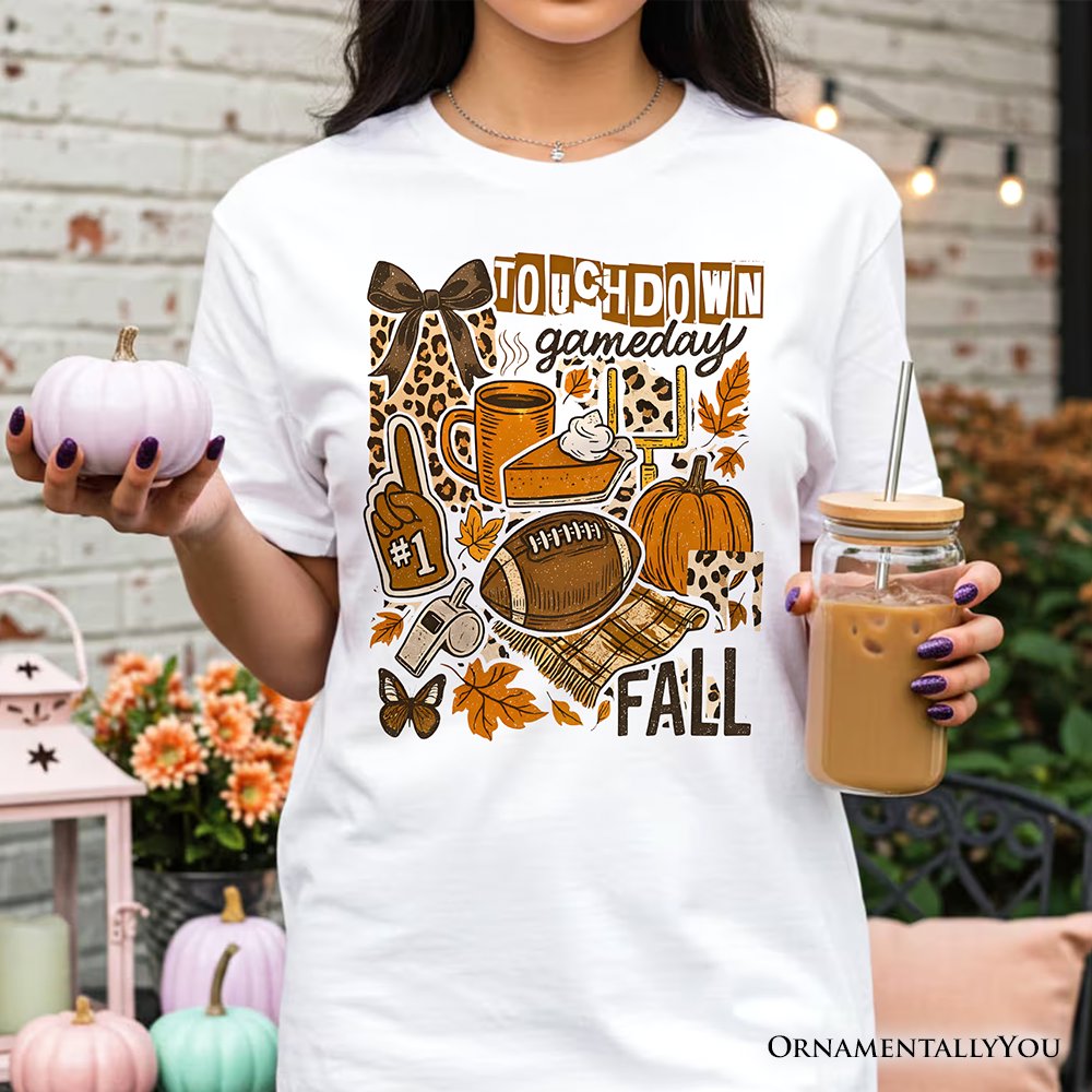 Touchdown Game Day Fall Football T-Shirt, Retro Coquette Autumn Vibes Tee T-Shirts OrnamentallyYou 