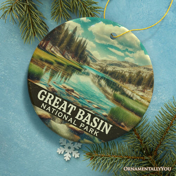 Tranquil Great Basin National Park Ornament, Nevada Mountain Lake Reflection Christmas Gift and High Desert Wilderness Keepsake Ceramic Ornament OrnamentallyYou 