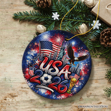 USA 2026 Soccer Cup Global Championship Ornament, Fans Football Gift and Tree Decor Ceramic Ornament OrnamentallyYou 