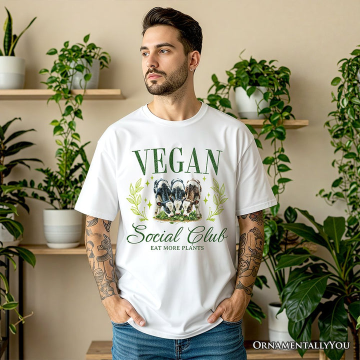 Vegan Social Club T-Shirt, Cute Plant Based Vegetarian Animal Lover Tee T-Shirts OrnamentallyYou 