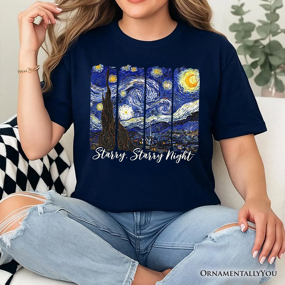 Vincent Van Gogh The Starry Night T-Shirt, Famous Painting Tee T-Shirts OrnamentallyYou 