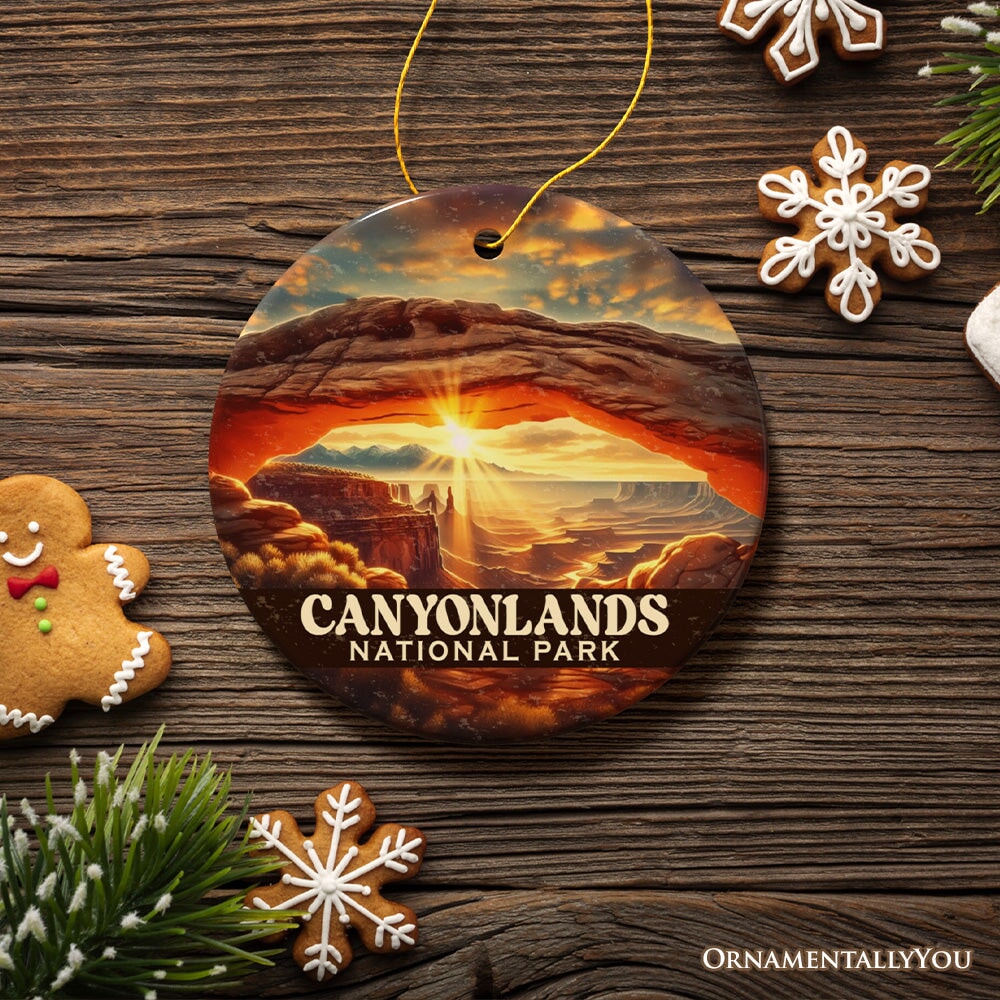 Vintage Canyonlands National Park Ornament, Utah Desert Sunrise Christmas Gift and Scenic Travel Souvenir Ceramic Ornament OrnamentallyYou 