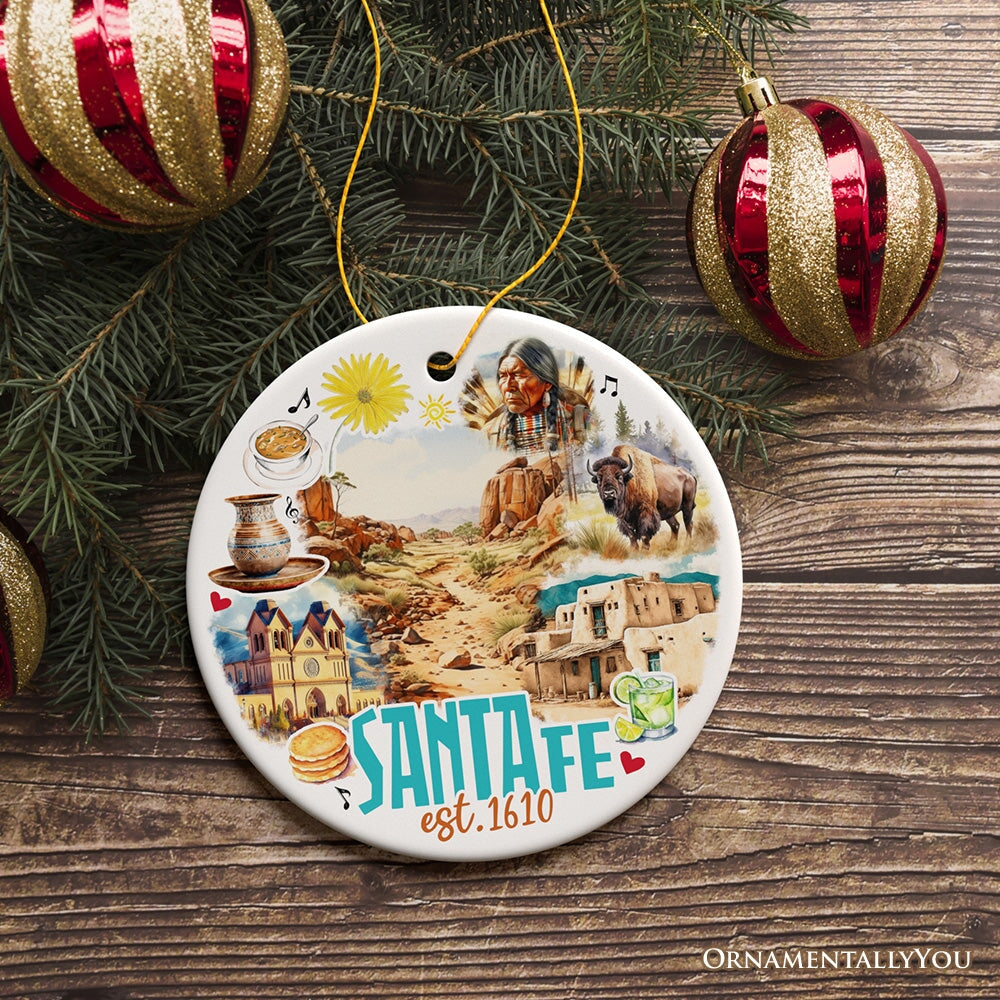 Vintage Santa Fe Ceramic Christmas Ornament, New Mexico Souvenir Ceramic Ornament OrnamentallyYou 