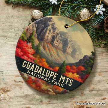Vivid Guadalupe Mountains National Park Ornament, Texas Desert Peaks and Canyon Christmas Gift and Scenic Wilderness Souvenir Ceramic Ornament OrnamentallyYou 
