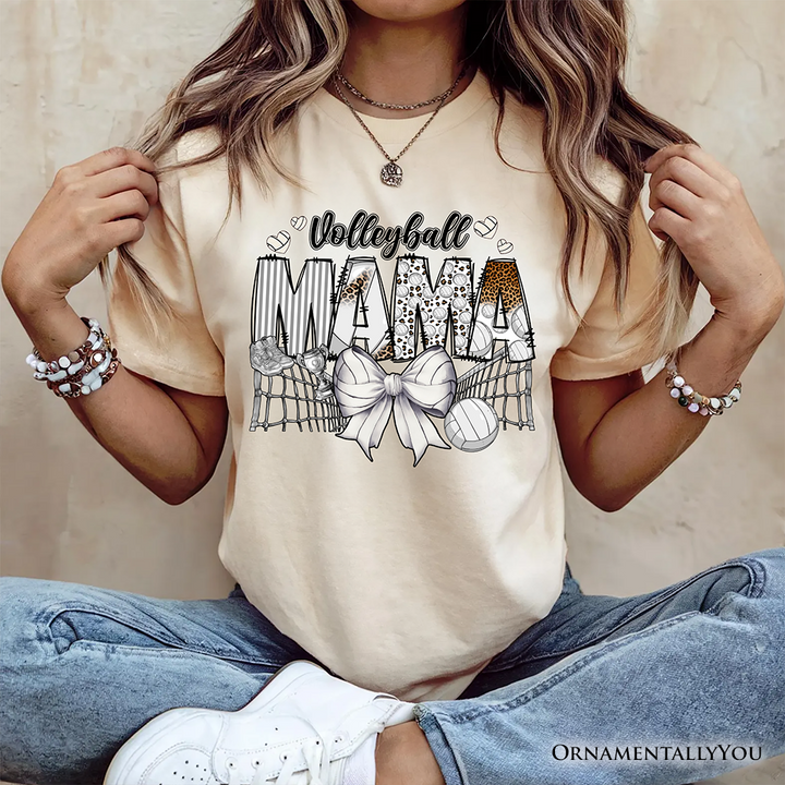 Volleyball Mama Coquette Bow T-Shirt, Sport Mom Life Tee