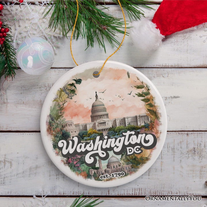 Washington DC Vintage Capitol Building Ornament, United States Capital Gift Souvenir Ceramic Ornament OrnamentallyYou 