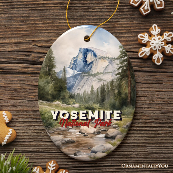 Watercolor Painting of El Capitan in Yosemite National Park Ornament, for Christmas Souvenir Ceramic Ornament OrnamentallyYou 