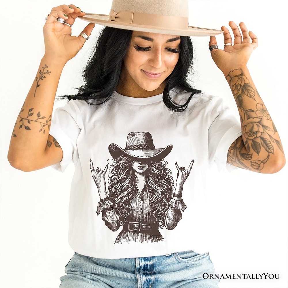 Western Cowgirl Rocker T-Shirt, Country Rodeo Style Tee T-Shirts OrnamentallyYou 
