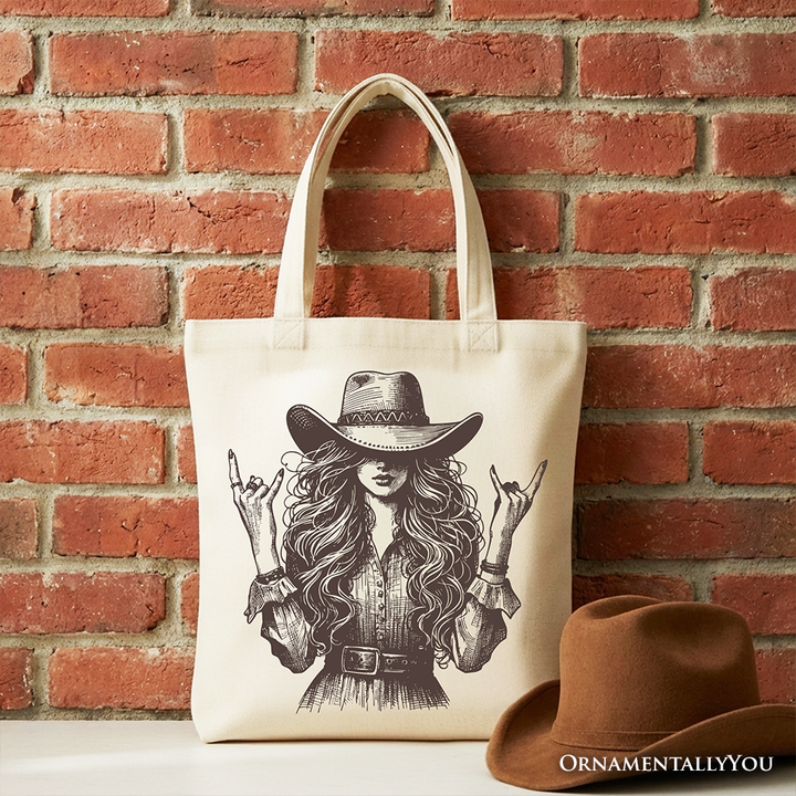 Western Cowgirl Rocker Tote Bag, Country Rodeo Style Gift Shopper
