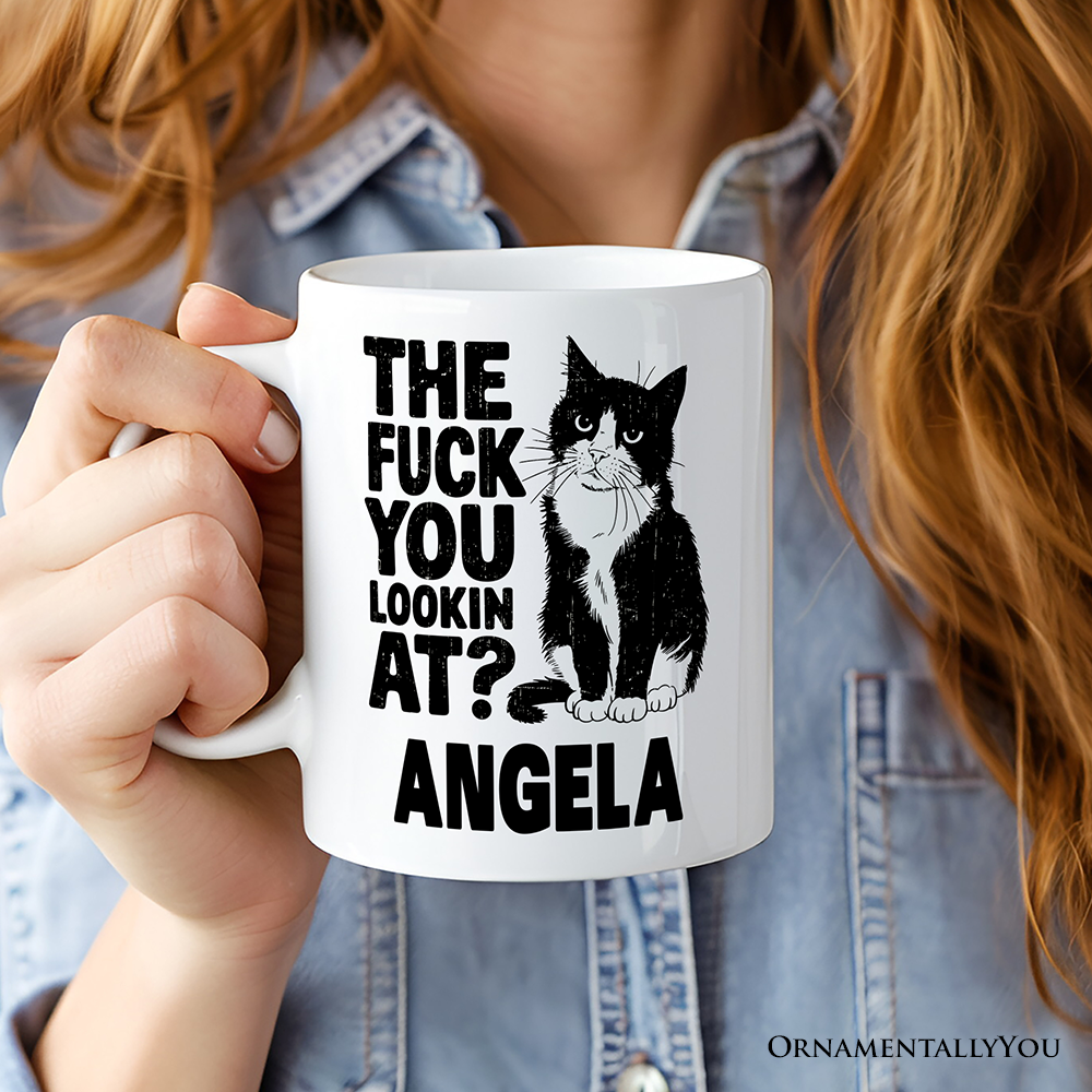 What Are You Looking At Personalized Mug, Cat Lover Gift With Custom Name