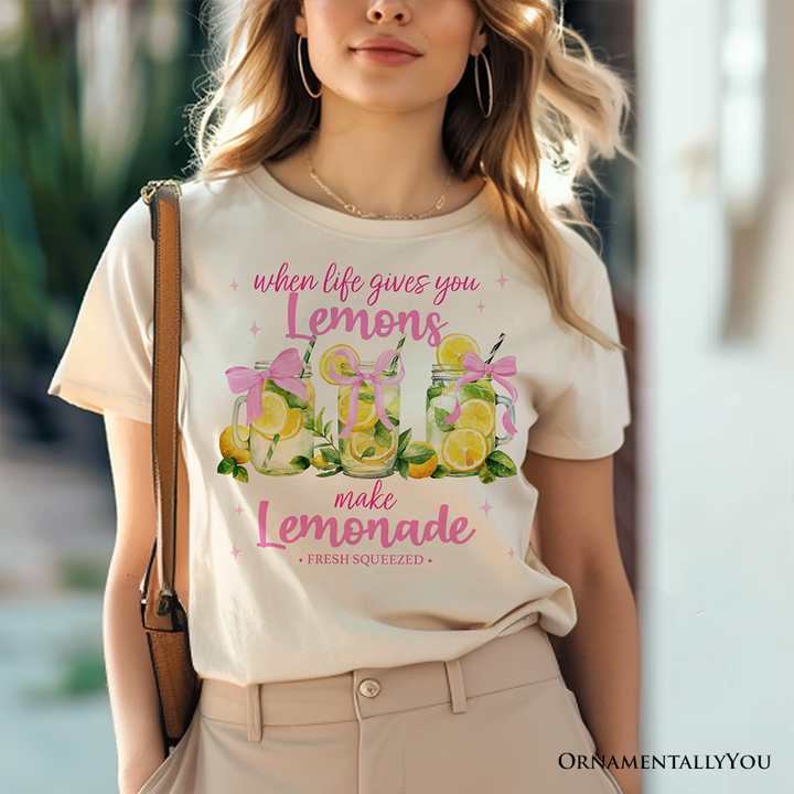 When Life Gives You Lemons Make Lemonade T-Shirt, Coquette White, Natural and Black Summer Girl Tee
