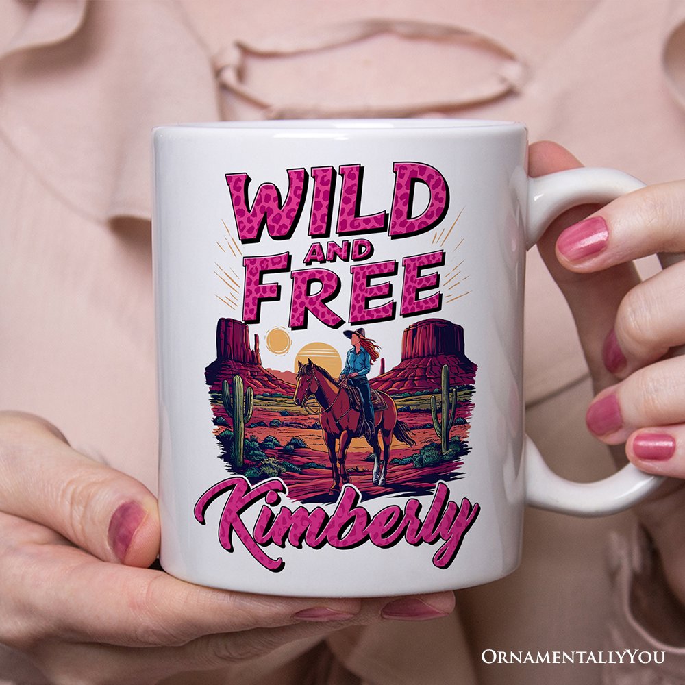 Wild And Free Western Personalized Mug, Woman Gift With Custom Name Personalized Ceramic Mug OrnamentallyYou 