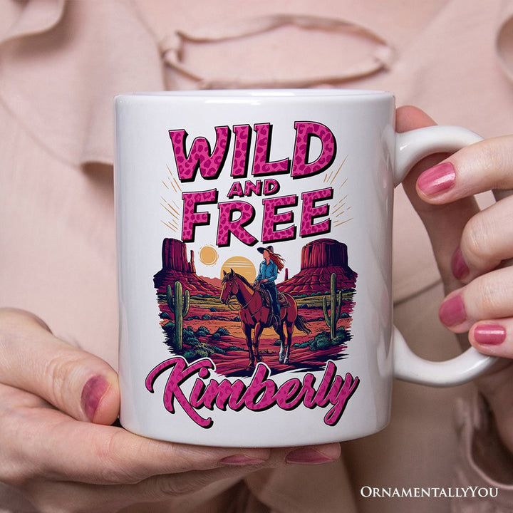 Wild And Free Western Personalized Mug, Woman Gift With Custom Name Personalized Ceramic Mug OrnamentallyYou 