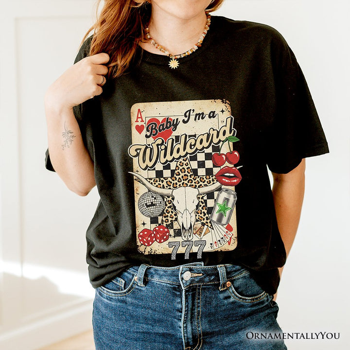 Wildcard Cowgirl T-Shirt, Vintage Western Collage Leopard Skull Tee T-Shirts OrnamentallyYou 