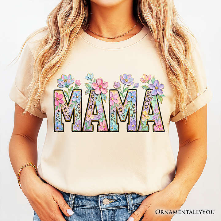 Wildflower Mama Floral Printed Faux Oil Paint T-Shirt, Mother's Day Tee