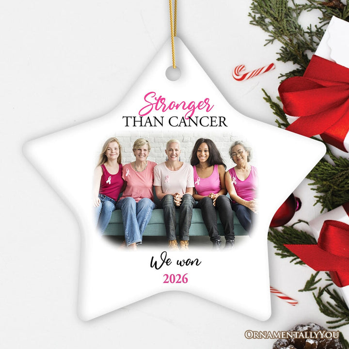 Women’s Cancer Awareness Custom Photo Ornament, Image Upload Personalized Gift Ceramic Ornament OrnamentallyYou Star 