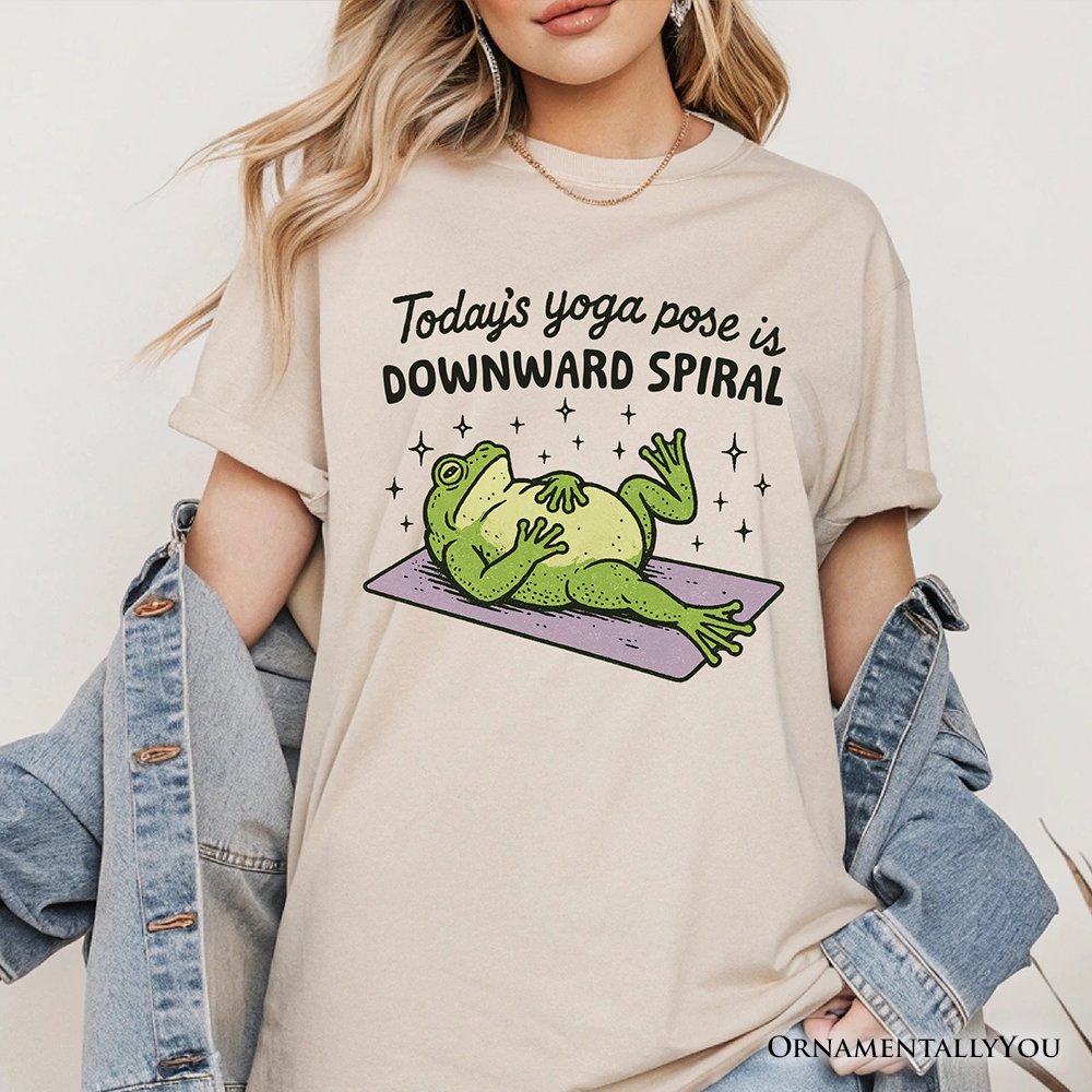 Yoga Frog Downward Spiral T-Shirt, Funny Mental Health Humor Tee T-Shirts OrnamentallyYou 