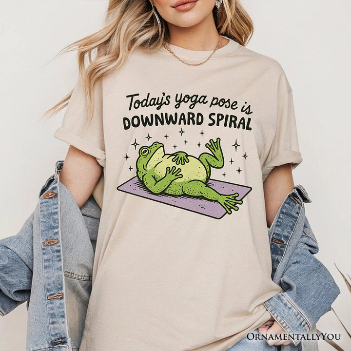 Yoga Frog Downward Spiral T-Shirt, Funny Mental Health Humor Tee T-Shirts OrnamentallyYou 