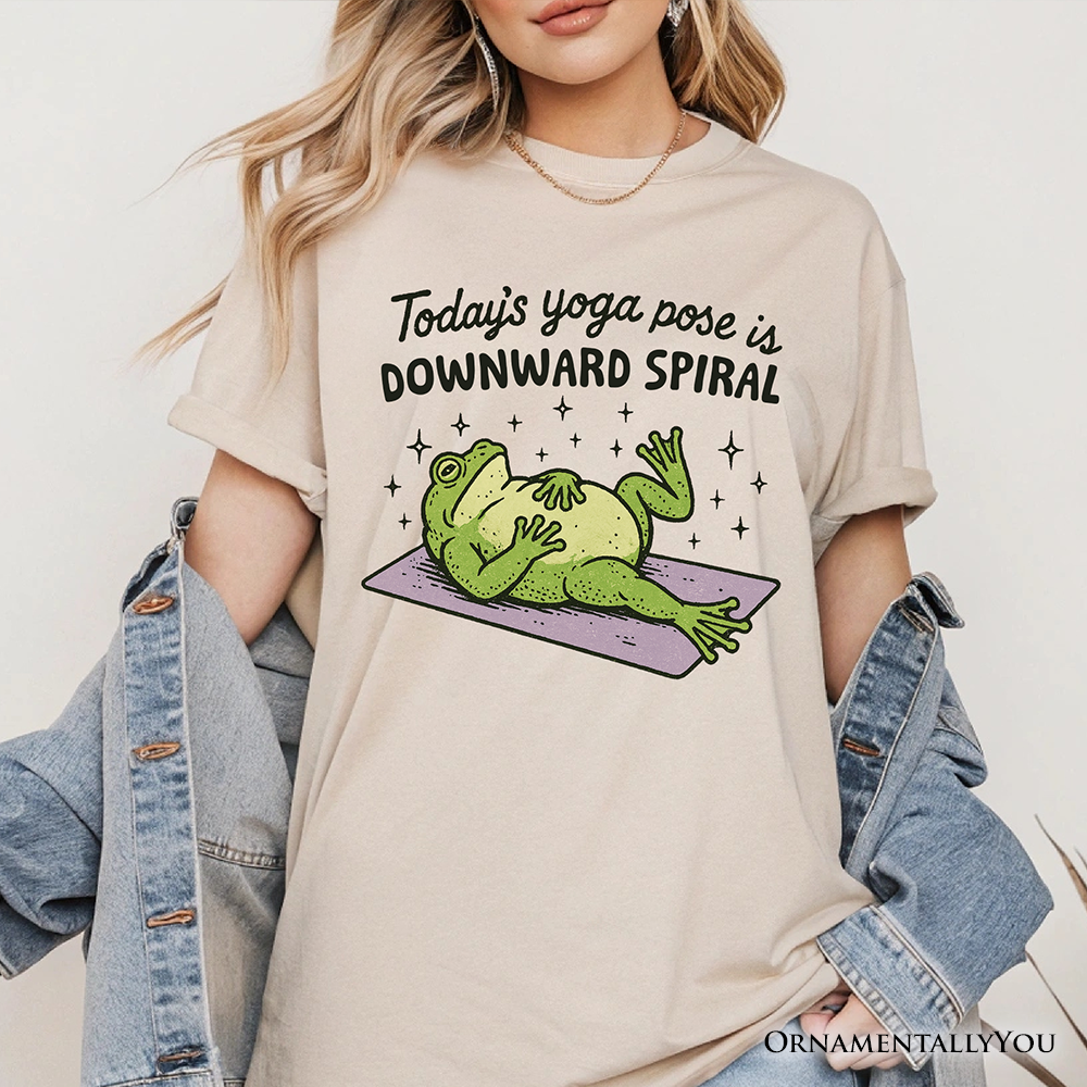 Yoga Frog Downward Spiral T-Shirt, Funny Mental Health Humor Tee