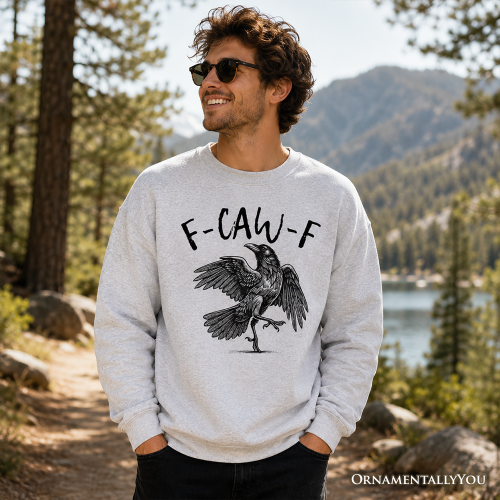 F-CAW-F Gothic Raven Sweatshirt, Snarky Halloween Sweater for Sassy Goths and Crow Lovers