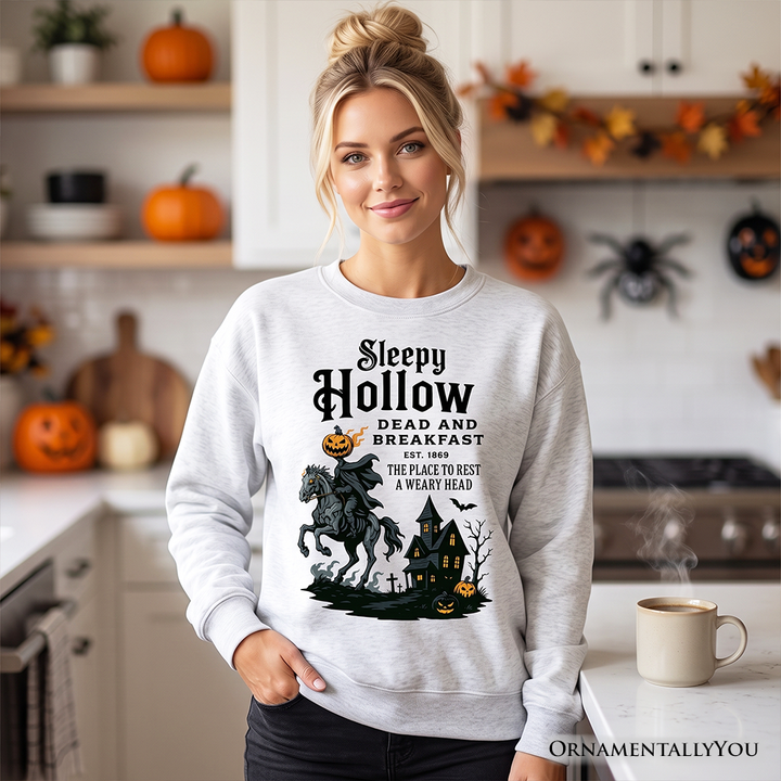 Headless Horseman Sleepy Hollow Halloween Light Sweatshirt, Dead and Breakfast Retro Sweater