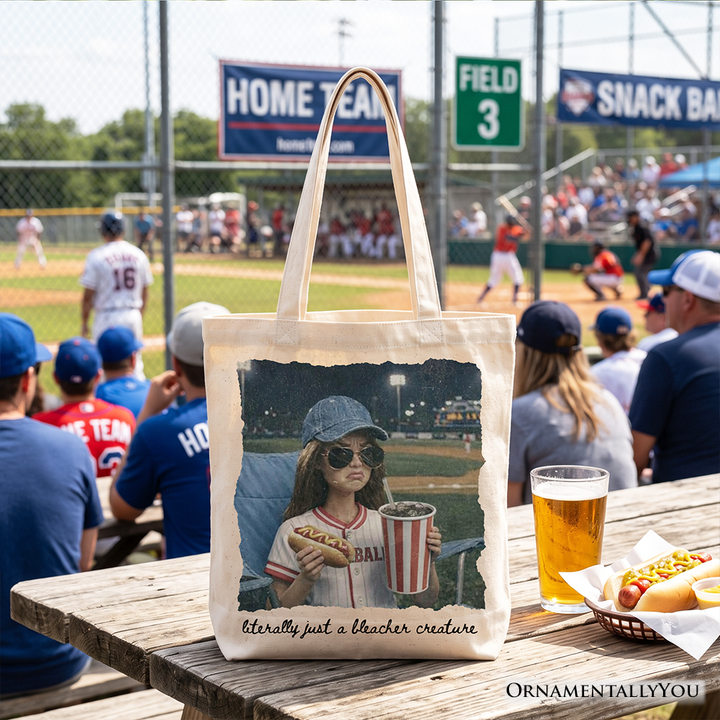 Funny Doll Face Baseball Tote Bag, Sports Fan Mom Gift Shopper