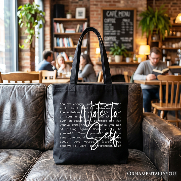 Note To Self Mental Health Tote Bag, Motivational Definition Gift Shopper