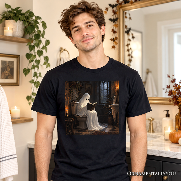Toilet Ghost Halloween T-Shirt, Funny Bookworm Spooky Gothic Tee