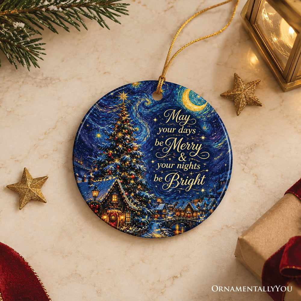 May Your Days Be Merry Starry Night Village Ornament, Festive Holiday Season Souvenir