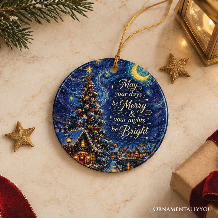 May Your Days Be Merry Starry Night Village Ornament, Festive Holiday Season Souvenir