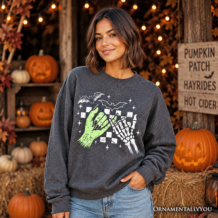 Monster Skeleton Pinky Promise Sweatshirt, Funny Spooky Halloween Sweater