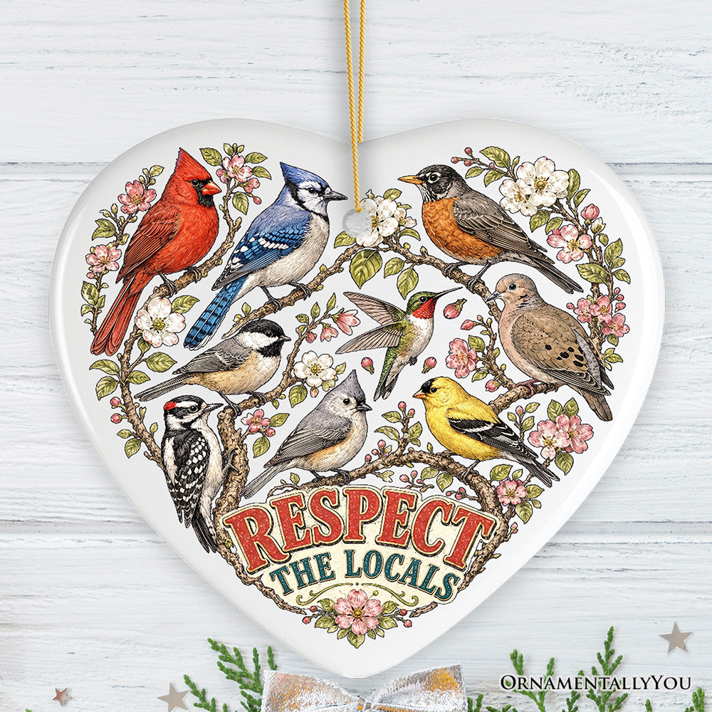 Respect The Locals Mountain Animals Ornament, Vintage Forest Wildlife Gift and Souvenir