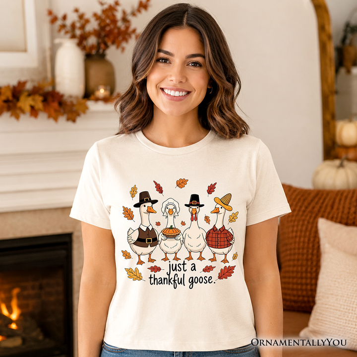Just a Thankful Goose T-Shirt, Funny Thanksgiving Family Turkey Day Tee
