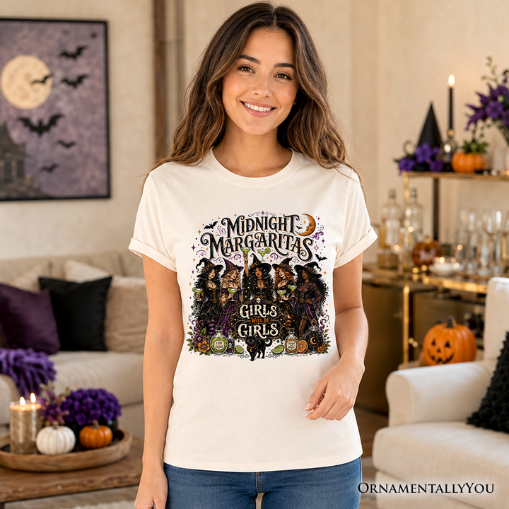 Midnight Margaritas Girls Will Be Girls T-Shirt, Witch Coven Halloween Party Tee