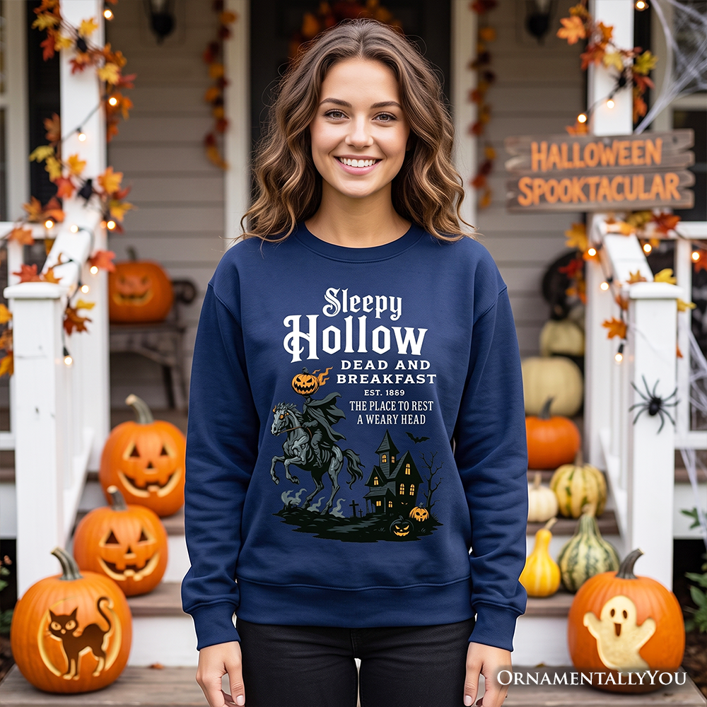 Headless Horseman Sleepy Hollow Halloween Dark Sweatshirt, Dead and Breakfast Retro Sweater