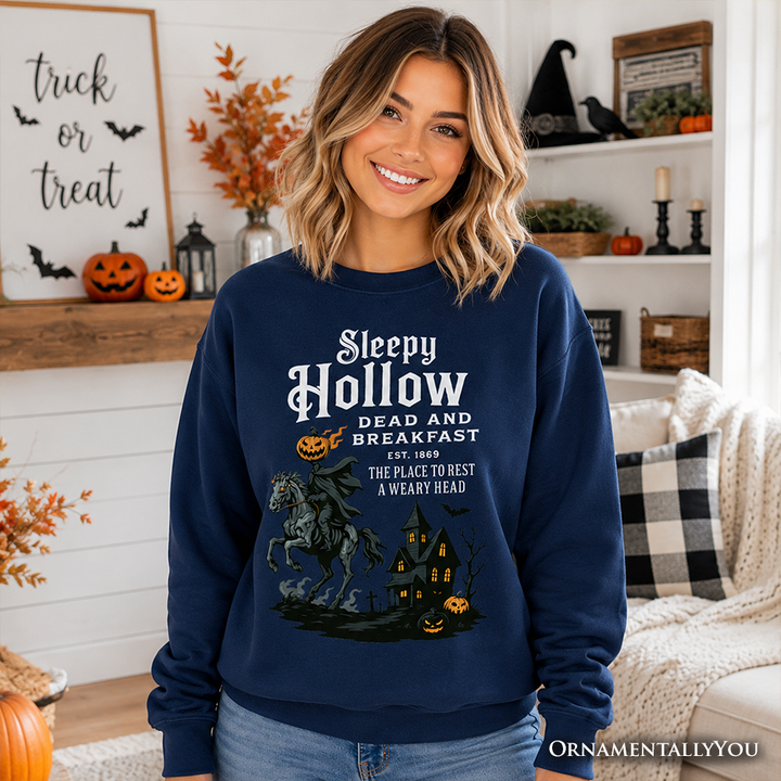 Headless Horseman Sleepy Hollow Halloween Dark Sweatshirt, Dead and Breakfast Retro Sweater