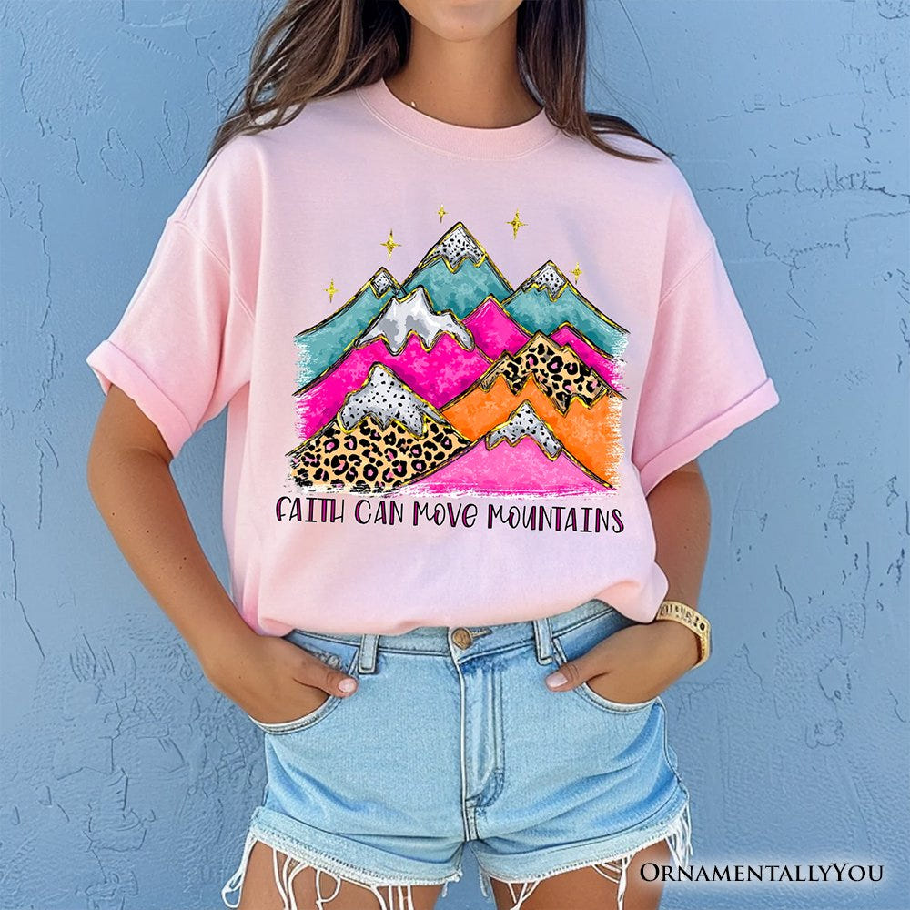 Faith Can Move Mountains Christian T-Shirt, Leopard Inspirational Tee T-Shirts OrnamentallyYou 