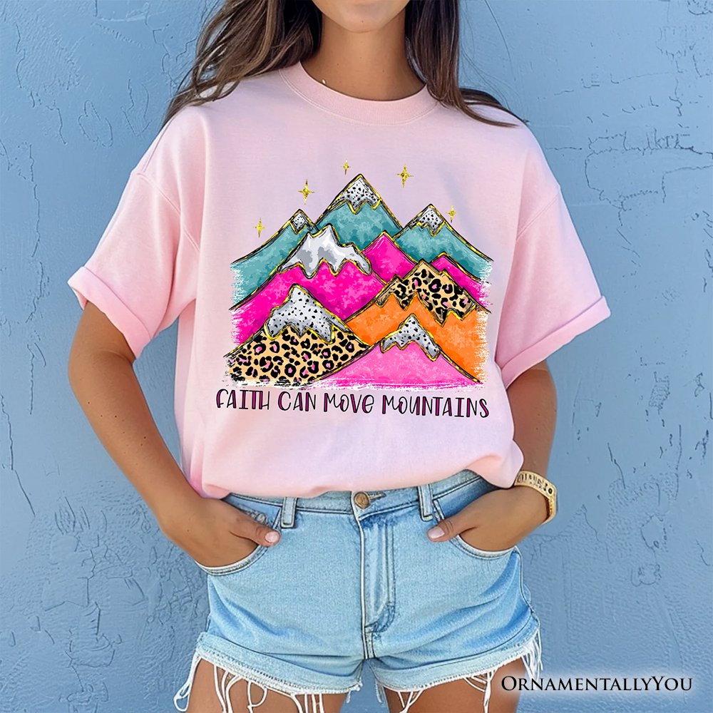Faith Can Move Mountains Christian T-Shirt, Leopard Inspirational Tee T-Shirts OrnamentallyYou 