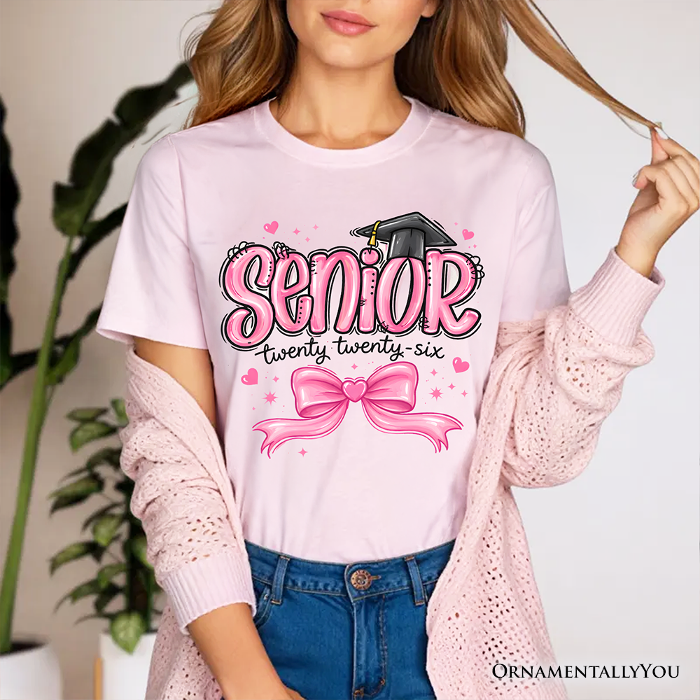 Pink Coquette Senior Class of 2026 T-Shirt, Graduation Tee