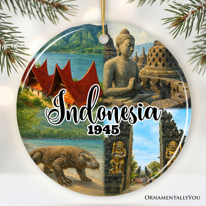 Picturesque Indonesia Landmarks Christmas Ornament, Indonesian Travel Souvenir and Tree Decor