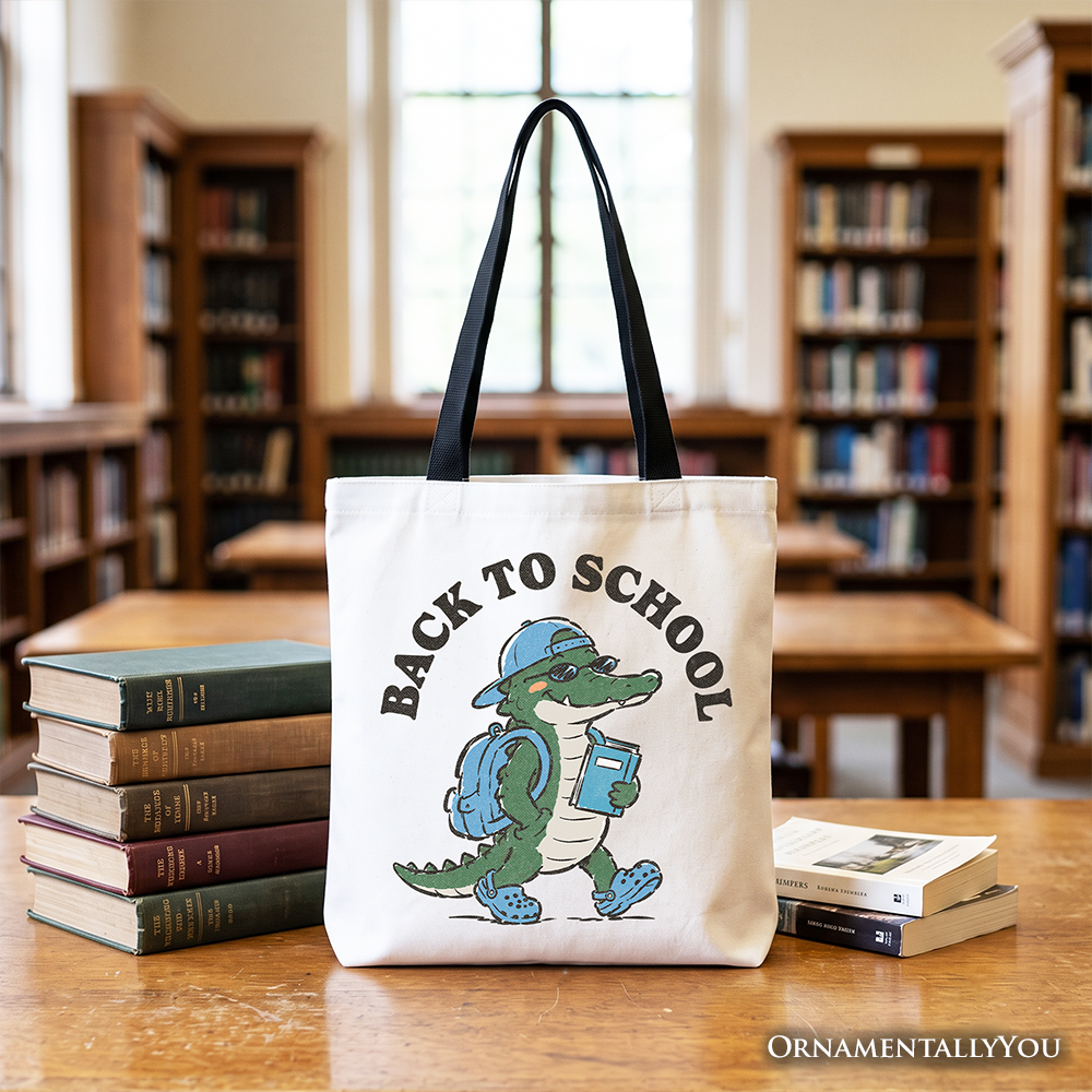 Alligator Back to School Tote Bag, Cool Gift Shopper for Teachers or Student