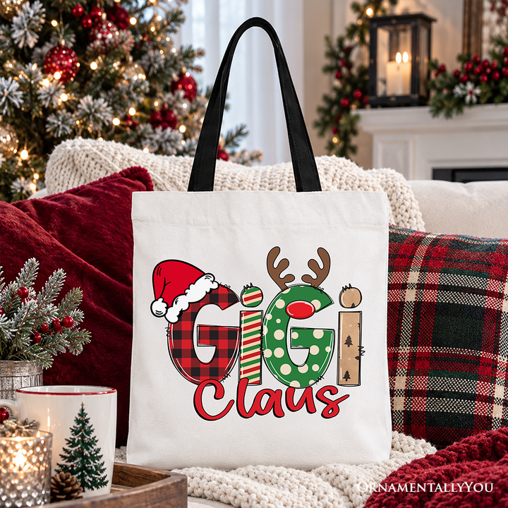 Gigi Claus Retro Christmas Tote Bag, Matching Family Holiday Gift Shopper