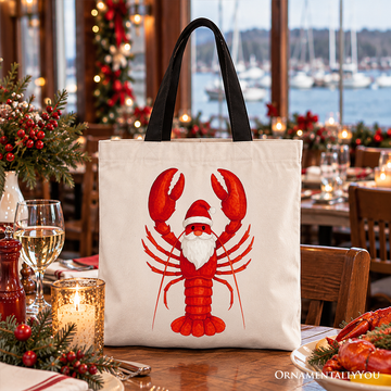 Santa Claws Lobster Tote Bag, Funny Pun Coastal Christmas Holiday Gift Shopper