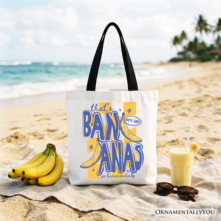 That’s Bananas Summer Tote Bag, Funny Tropical Fruit Gift Shopper Tote Bag OrnamentallyYou Black Handle 