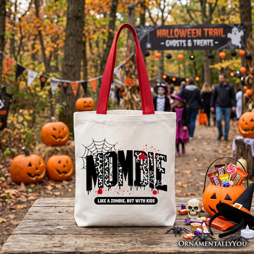 Mombie Like a Zombie But With Kids Tote Bag, Funny Halloween Mom Horror Gift Shopper