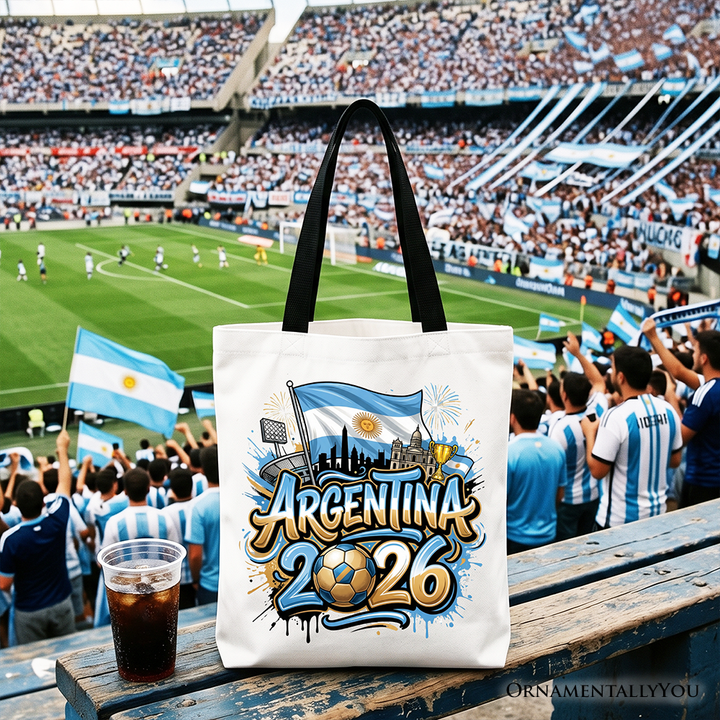Argentina 2026 Soccer Cup Global Championship Tote Bag, Fans Football Gift Shopper